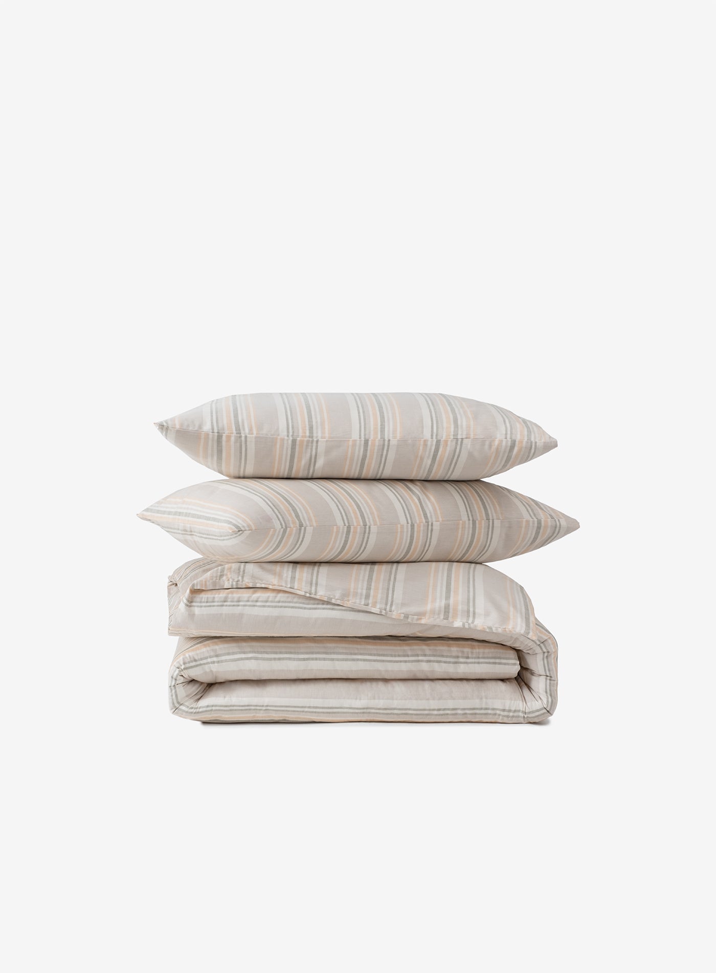 Striped Smooth Percale Nevresim Oak Buff