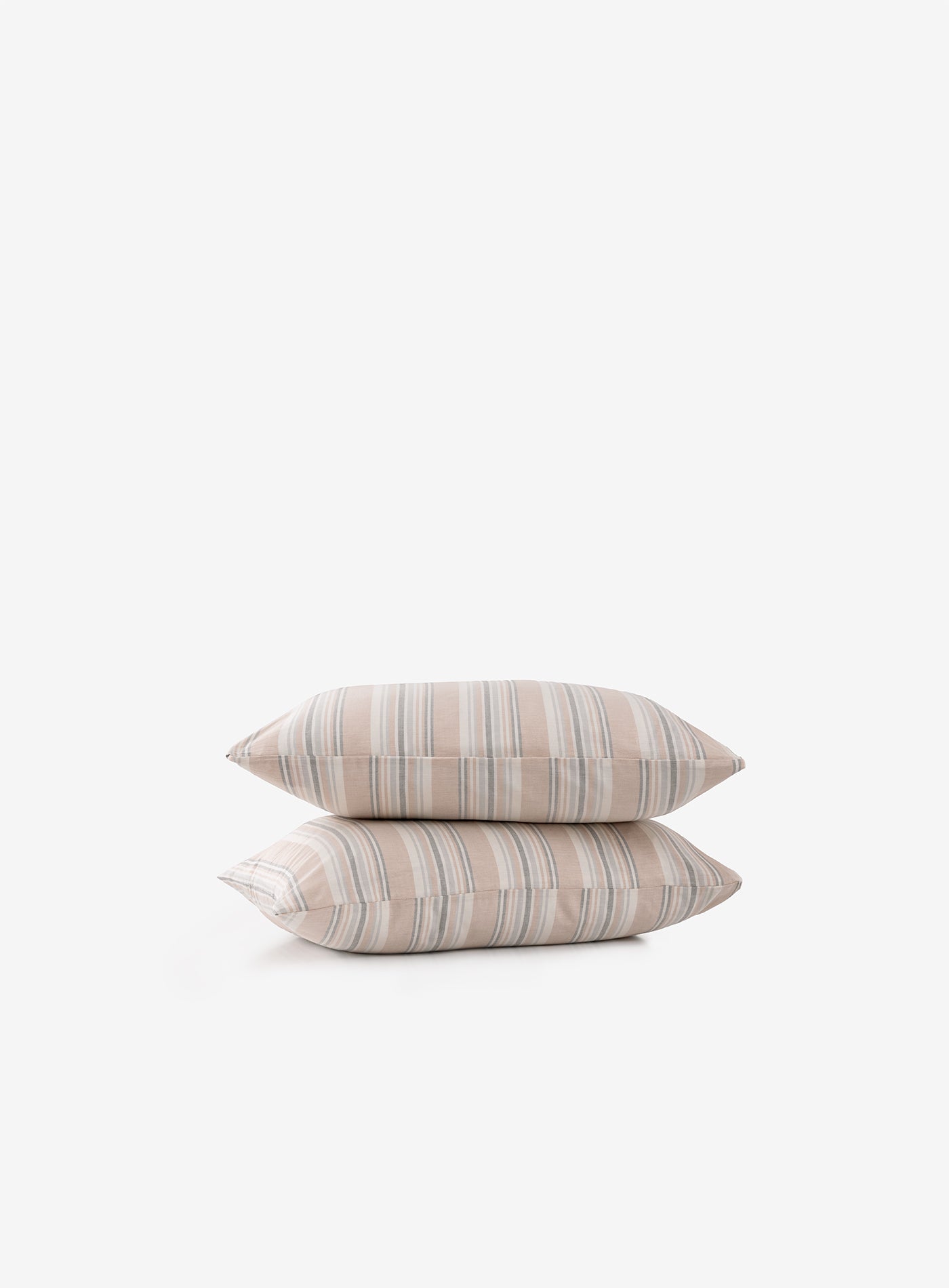 Striped Smooth Percale Yastık Kılıfı 2'li Set Apricot