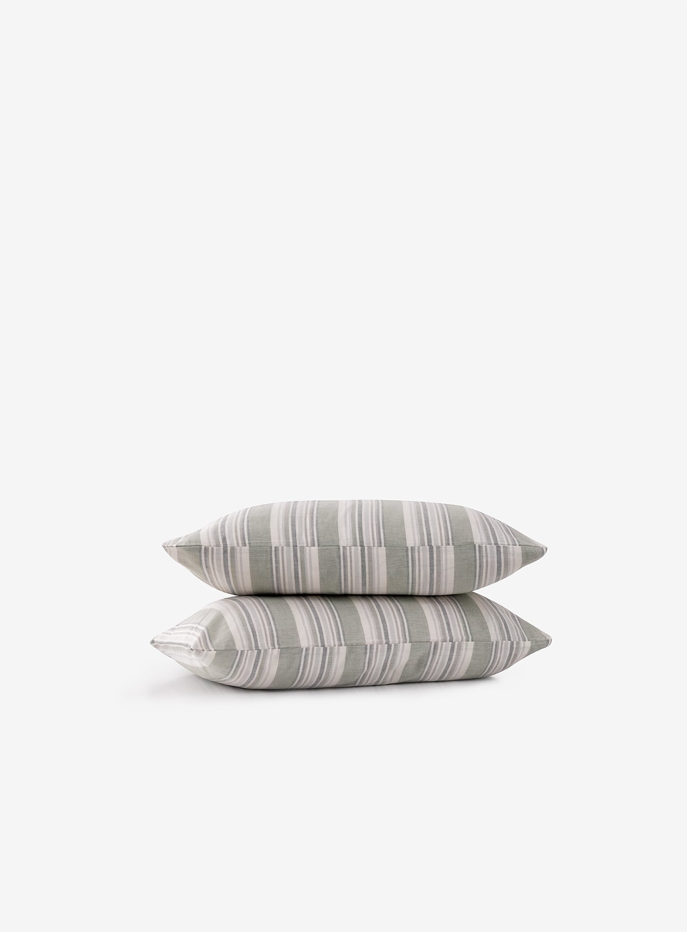 Stripe Smooth Percale Yastık Kılıfı 2'li Set Haki