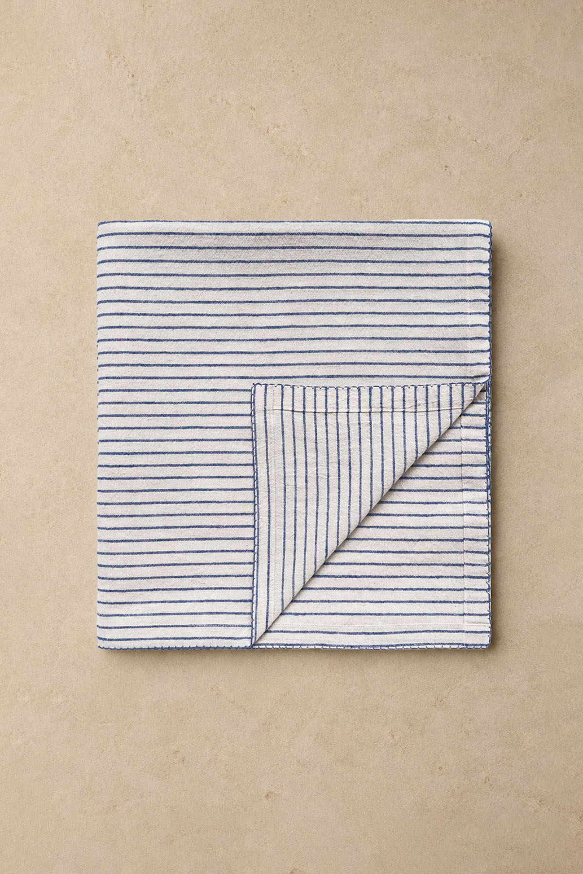 Striped Decorative Topstitched Tablecloth