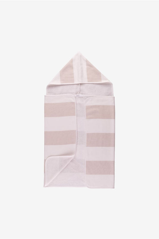 Stripy Hooded Baby Towel Buff