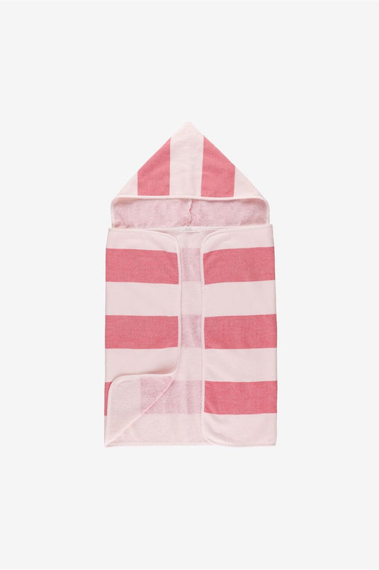 Полосатое детское полотенце с капюшоном, красное