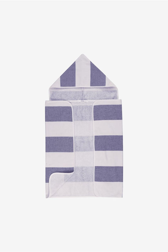 Полосатое детское полотенце с капюшоном, темно-синее