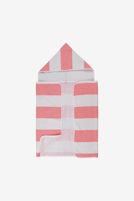 Stripy Hooded Baby Towel Coral