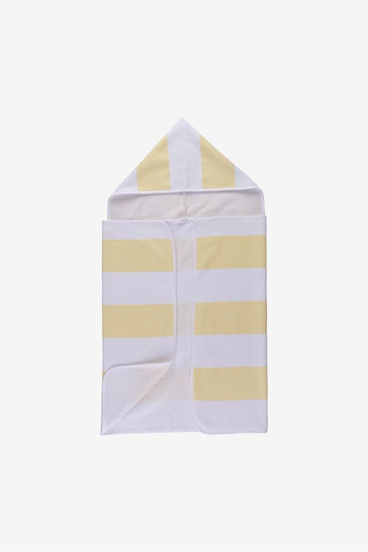 Полосатое детское полотенце с капюшоном, желтое