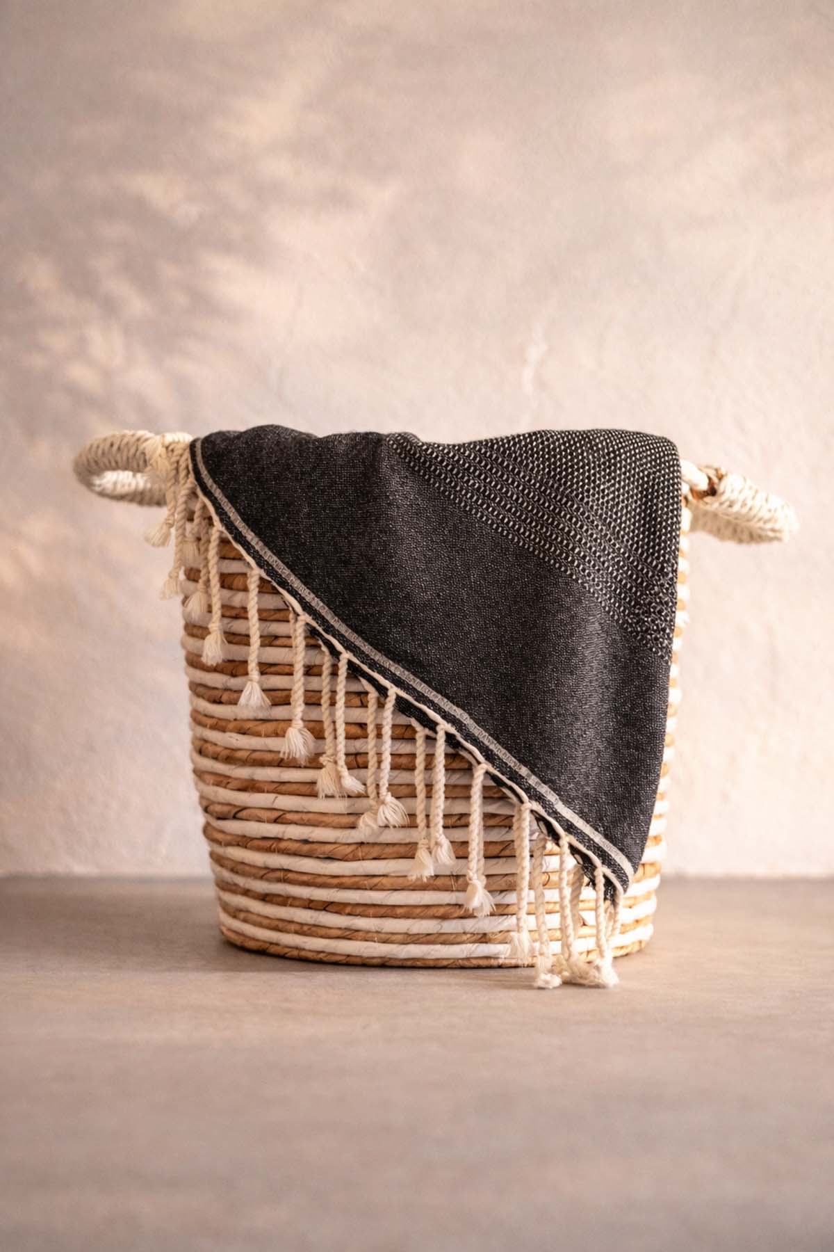 Tan Wool Sofa Throw Black
