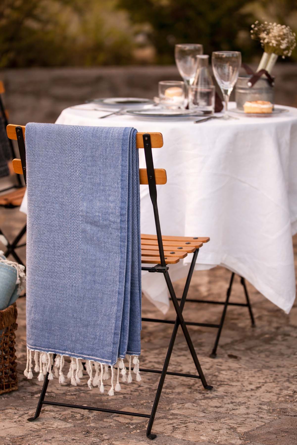 Tan Wool Sofa Throw Denim