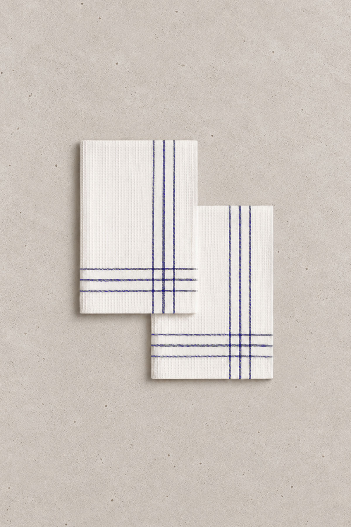 Waffle 2'li Mutfak Havlusu Seti Krem-Lacivert