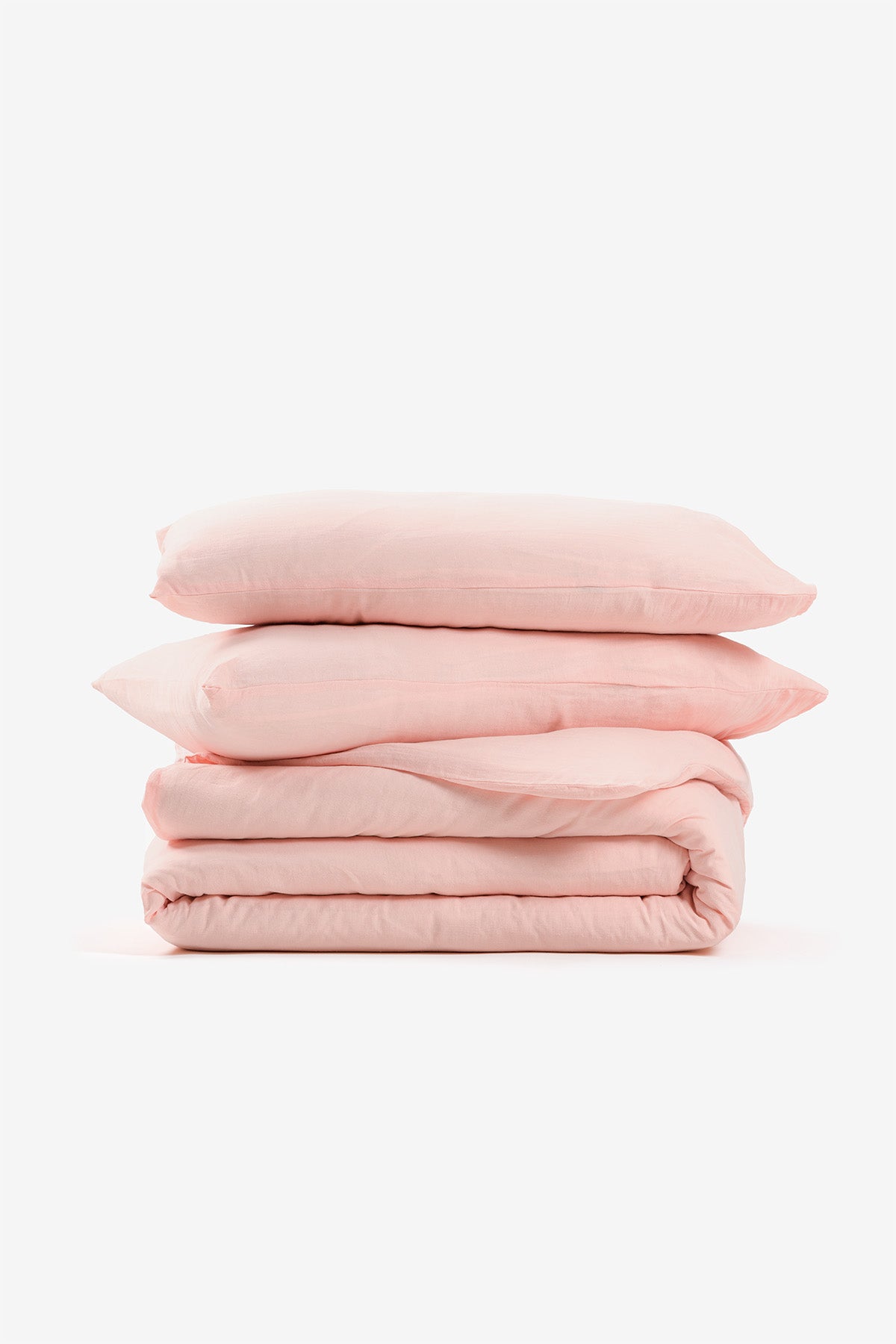 Yıkanmış Keten Nevresim Seti Pembe