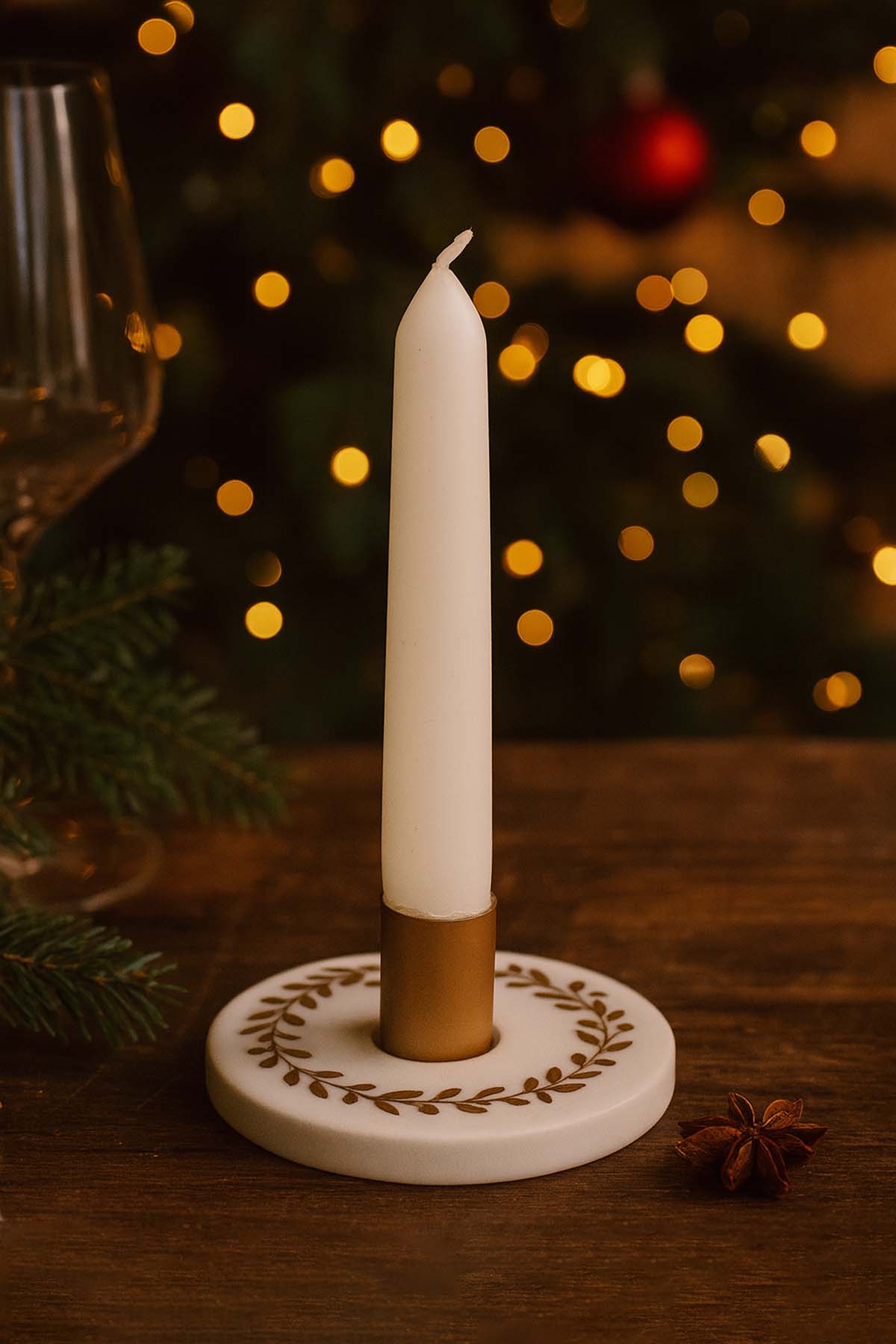 Çelend Desenli Porselen Mumluk, Şamdan