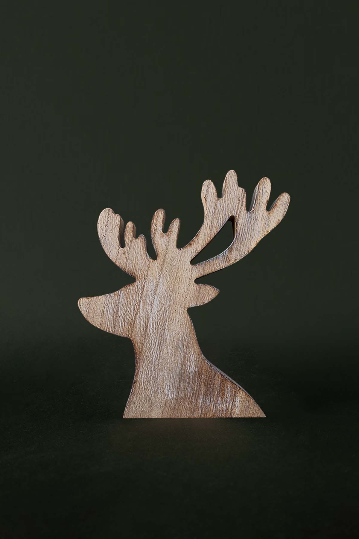 Ahşap Geyik Büstü Dekor 16x18 cm