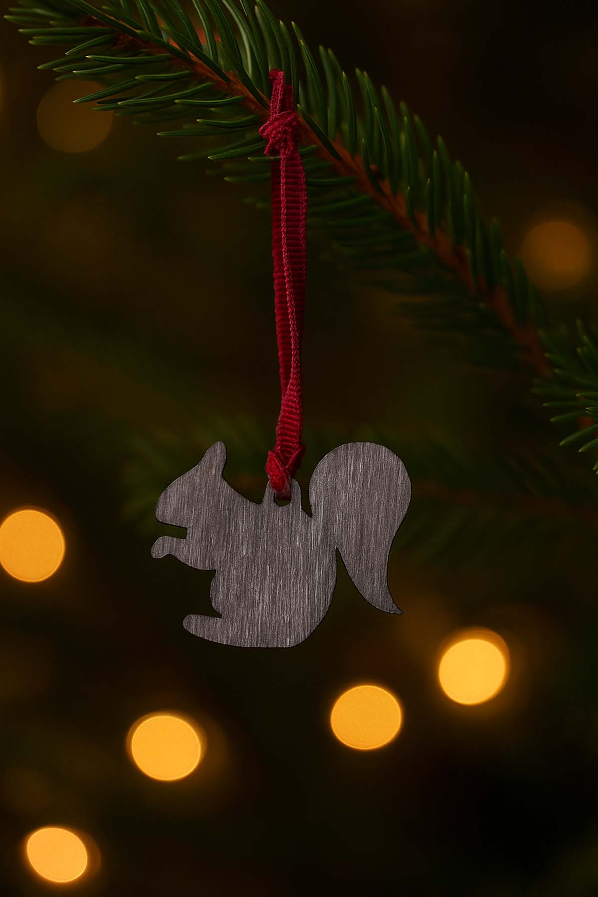 Squirrel Shaped Wooden Christmas Ornament 5 cm Set of 4