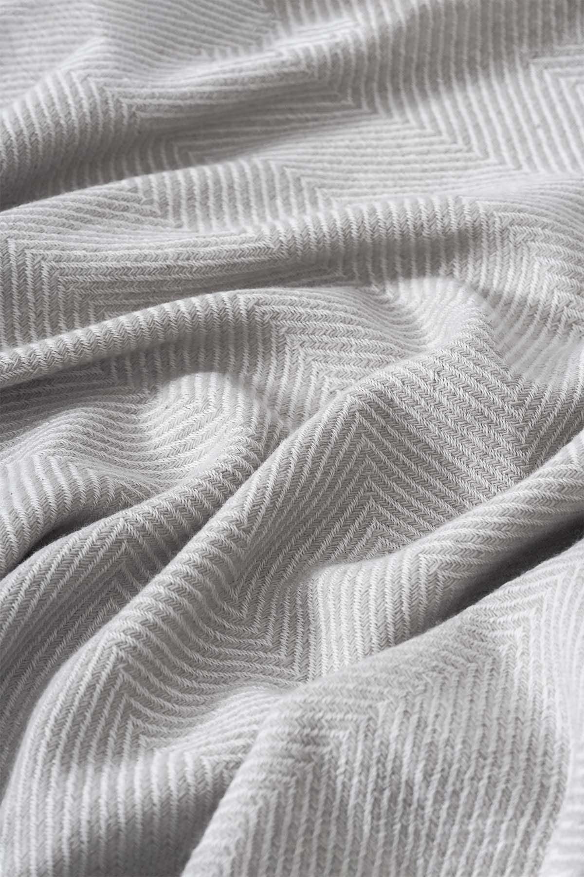 Wool Herringbone Wool Sofa Throw Gray