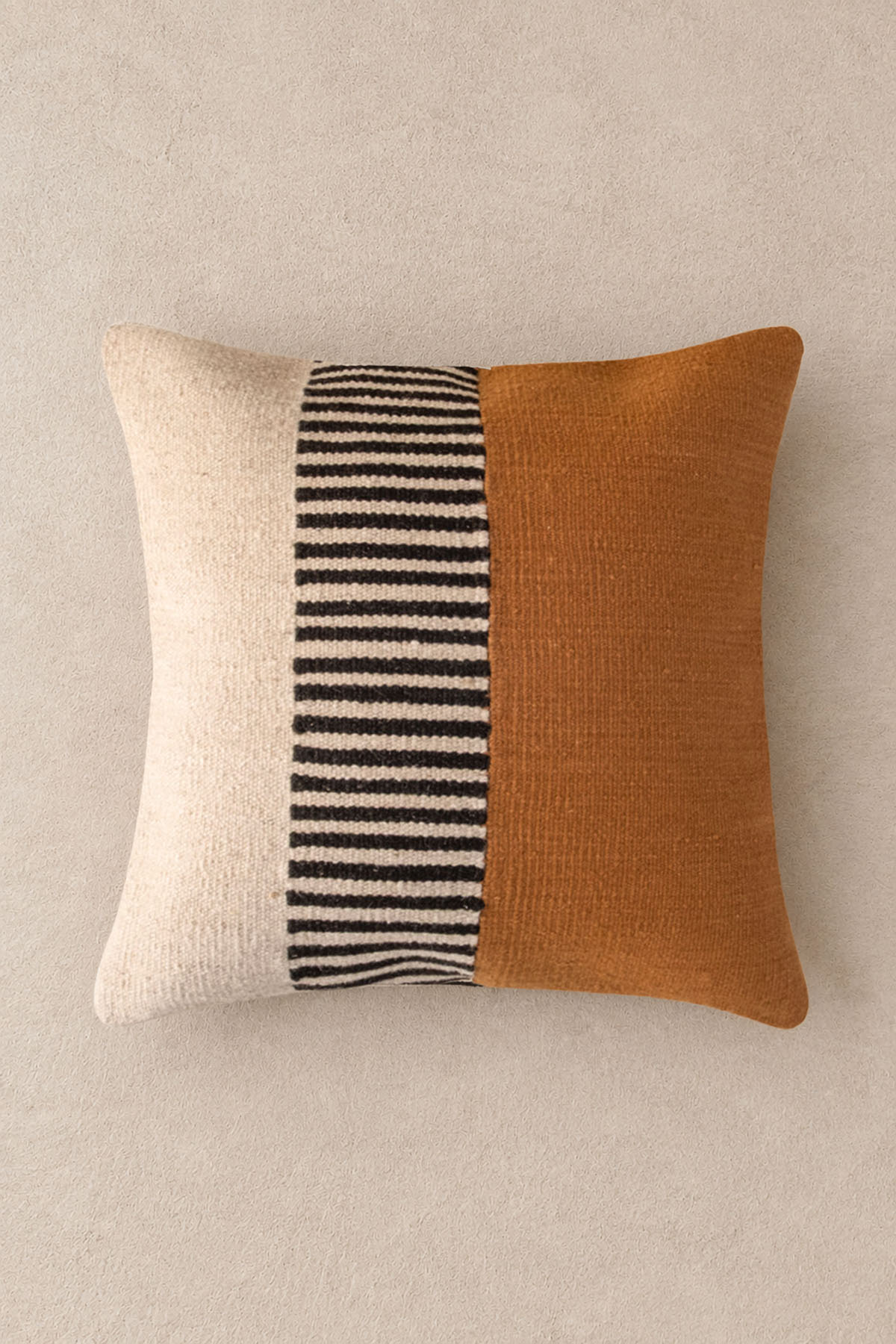 Linear Striped Handmade Wool Pillow Cover Terracotta