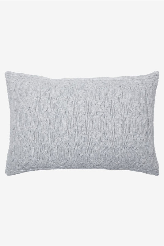 Cable Wool Knitted Throw Pillow Cover Light Gray
