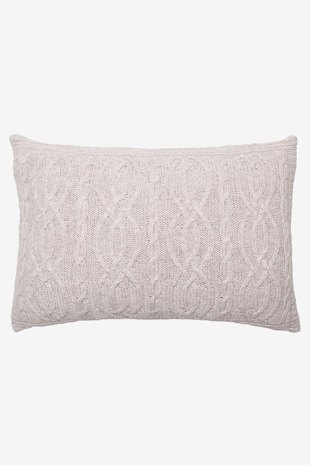 Housse de coussin tricotée en laine torsadée Beige