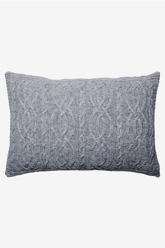 Cable Wool Knitted Throw Pillow Cover Gray