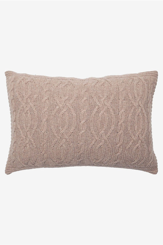 Cable Wool Knitted Throw Pillow Cover Mink