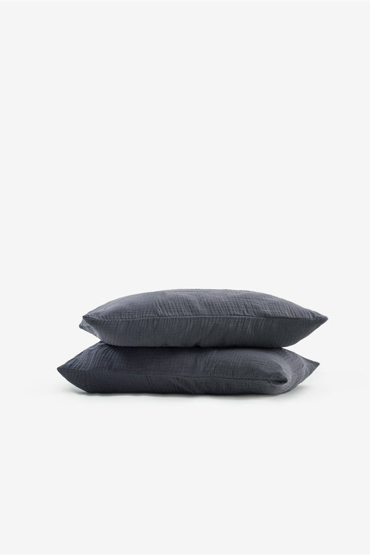 Koza Muslin Pillowcase Set of 2 Anthracite