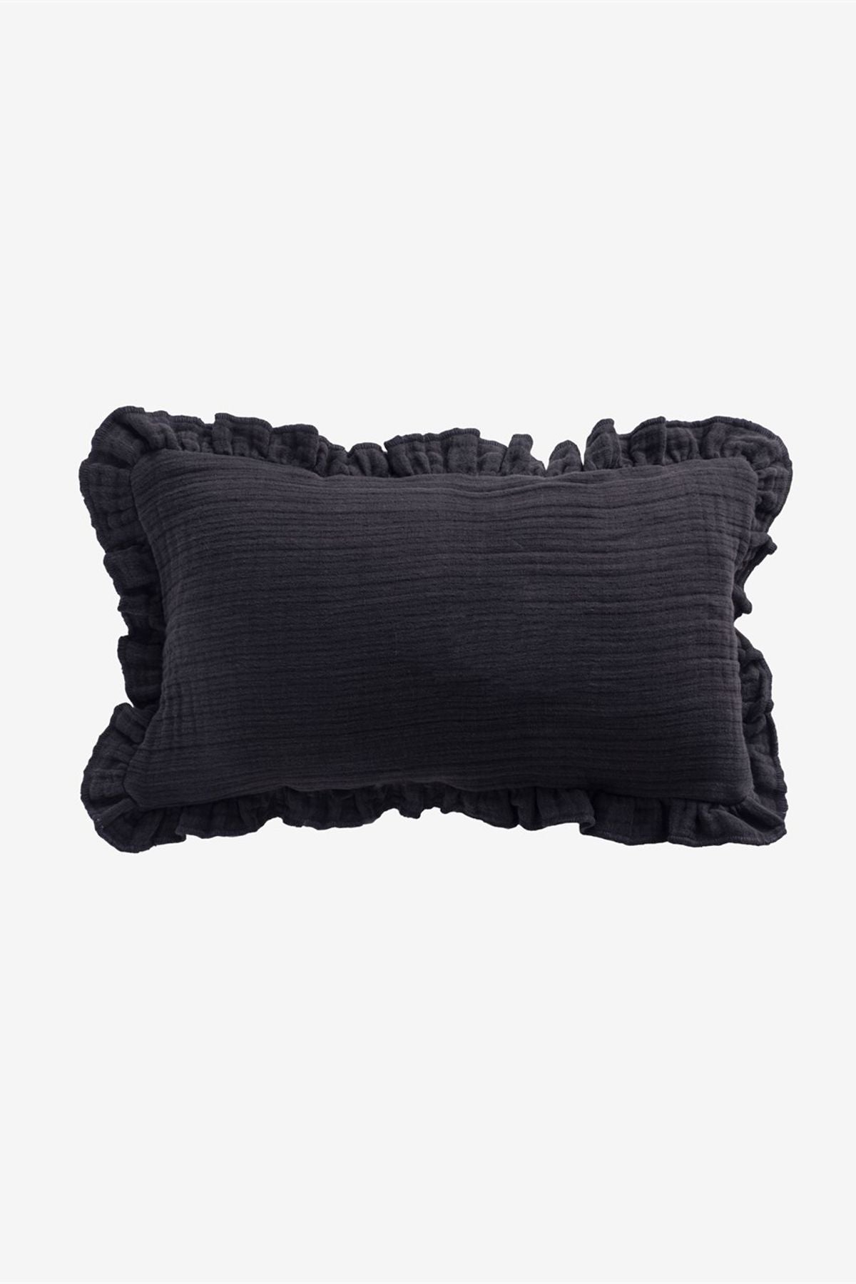 Housse de coussin en gaze de lin, charbon