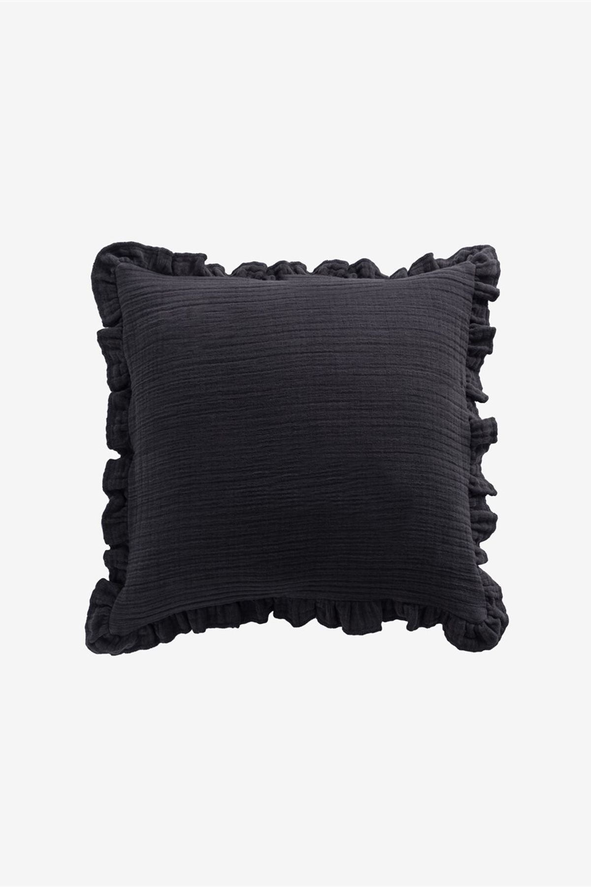 Housse de coussin en gaze de lin, charbon