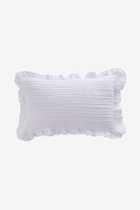 Linen Gauze Throw Pillow Cover White