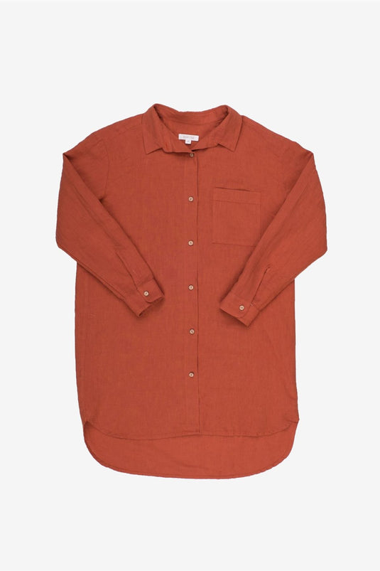 Lino-Hemdkleid in würzigem Orange