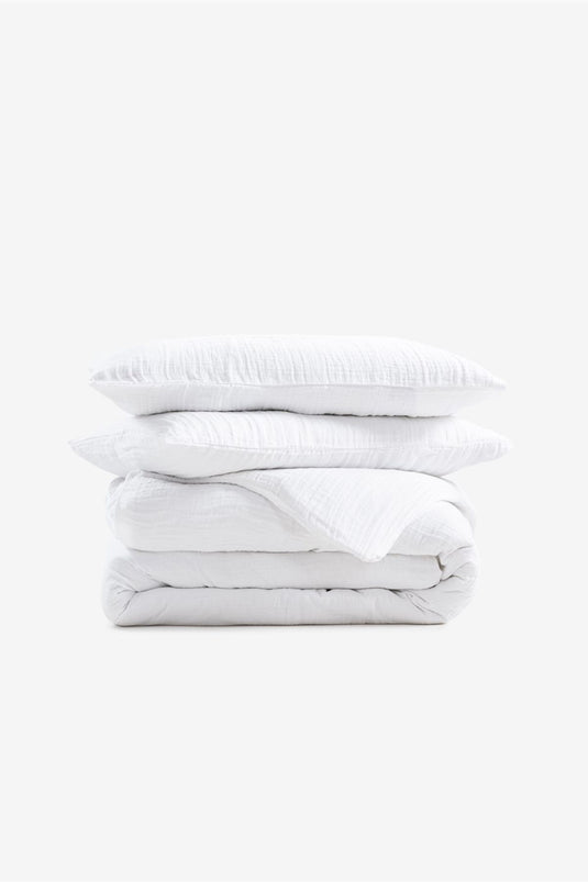 Meshur-Bettbezug aus Leinen, Weiß