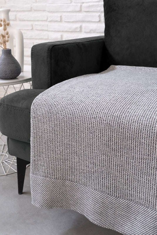 Pergamon Wool Sofa Throw Blanket Gray