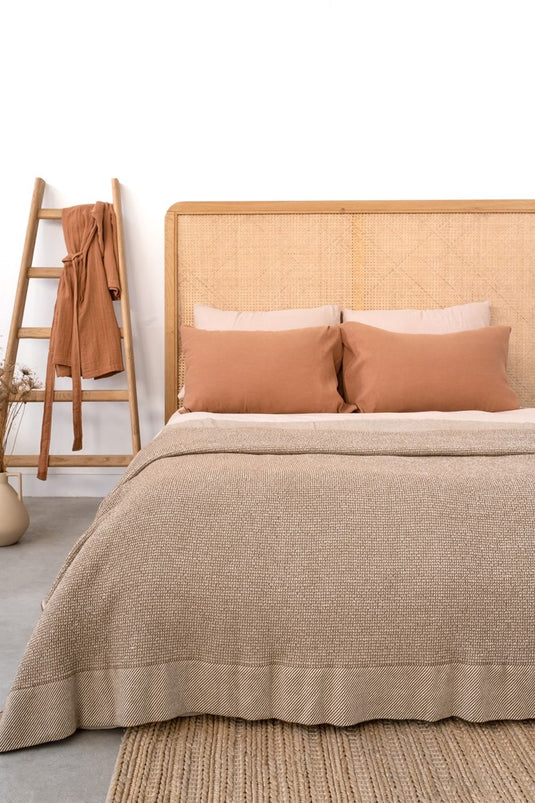 Pergamon Wool Bedspread Blanket Camel