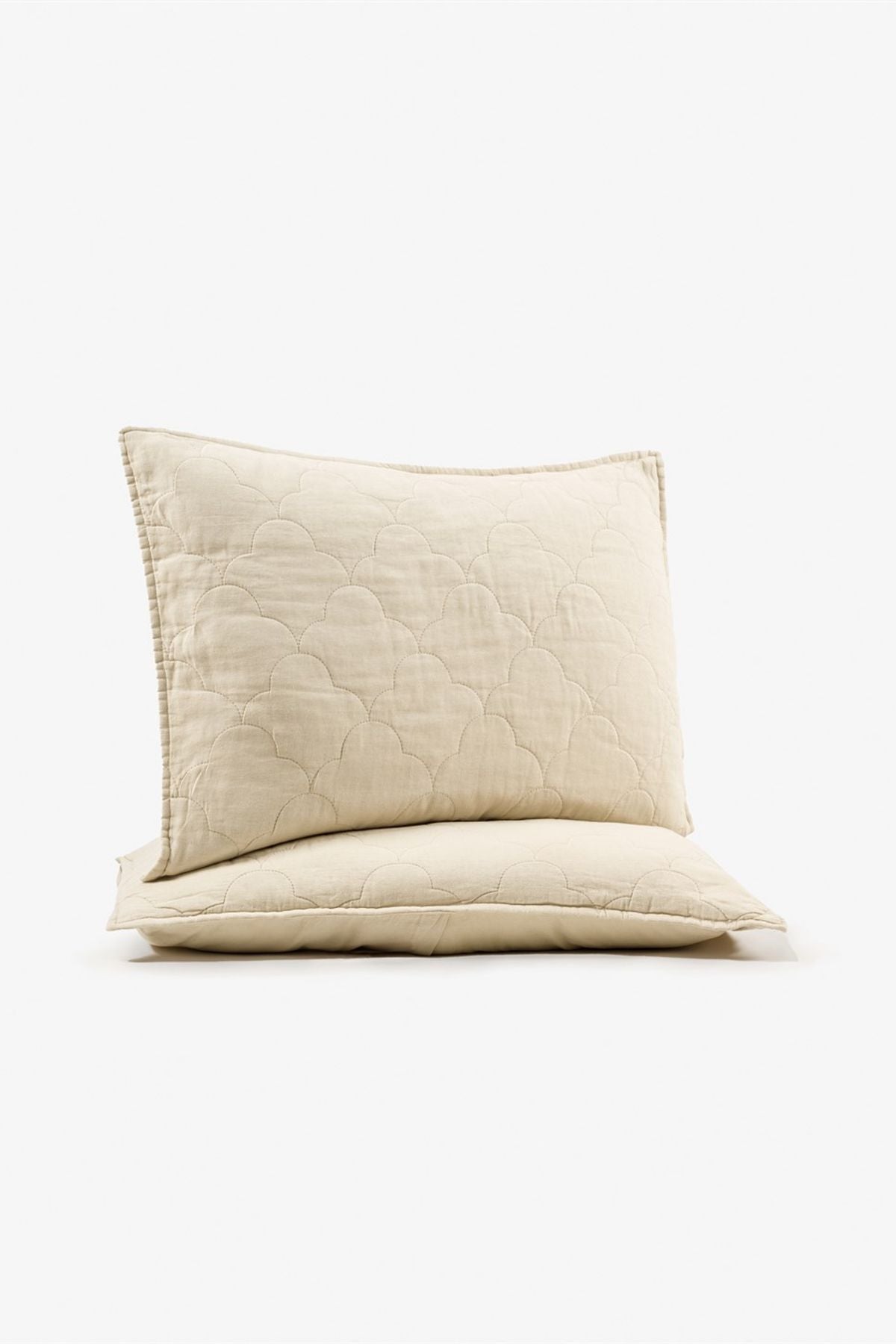 Washed Linen Kapitone Keten Yastık Kılıfı 2'li Set Bej