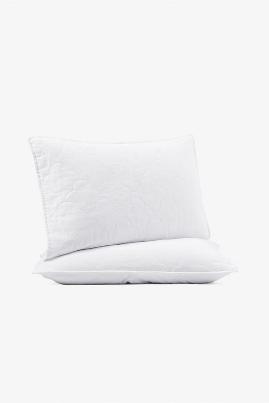 Serenity Quilted Linen Pillowcase Set of 2 White