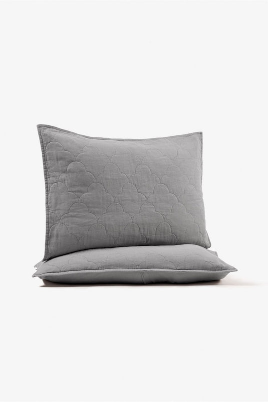 Serenity Quilted Linen Pillowcase Set of 2 Paloma