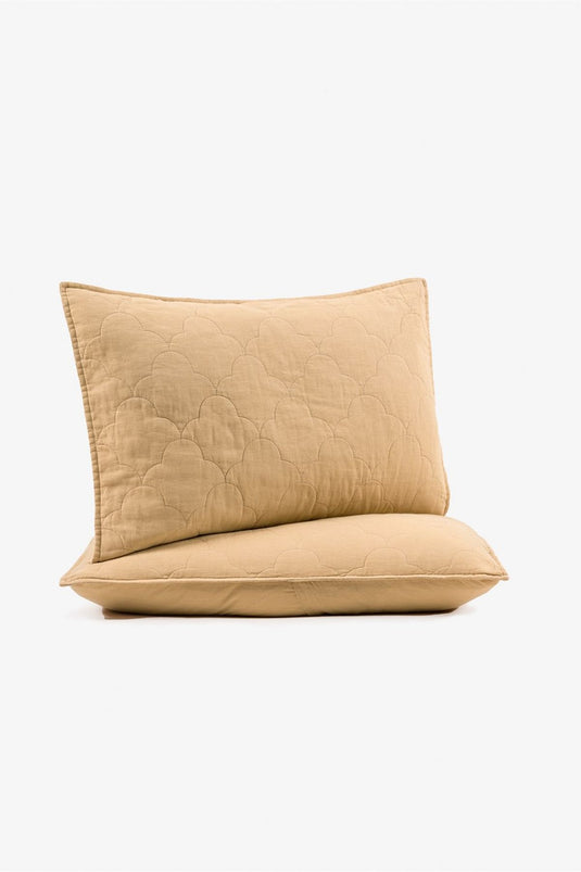 Serenity Quilted Linen Pillowcase Set of 2 Sand