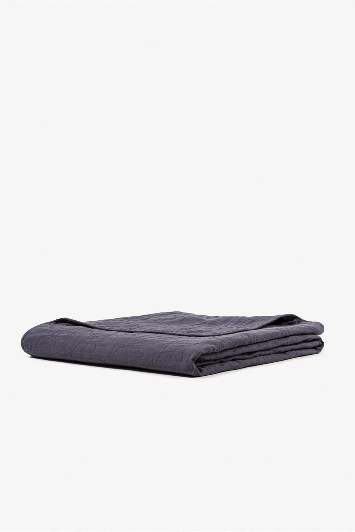 Serenity Quilted Linen Bedspread Anthracite