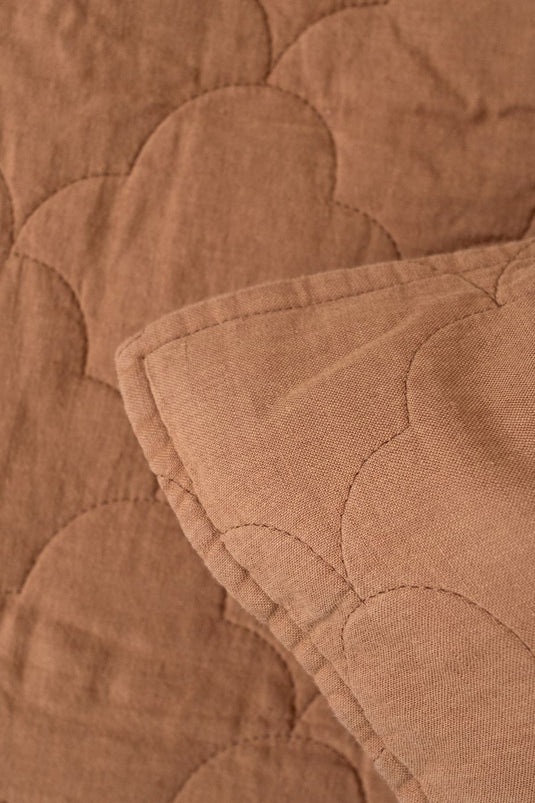 Serenity Quilted Linen Bedspread Indian Tan