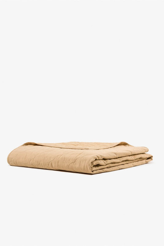 Serenity Quilted Linen Bedspread Sand