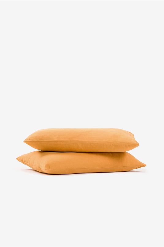 طقم غطاء وسادة من الكتان سيرينيتي مكون من قطعتين من خشب البلوط البرتقالي