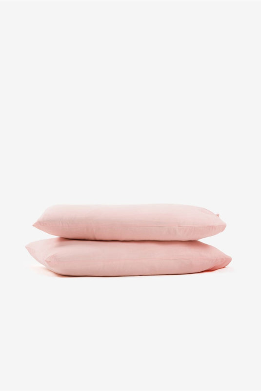 طقم غطاء وسادة من الكتان سيرينيتي مكون من قطعتين باللون الوردي