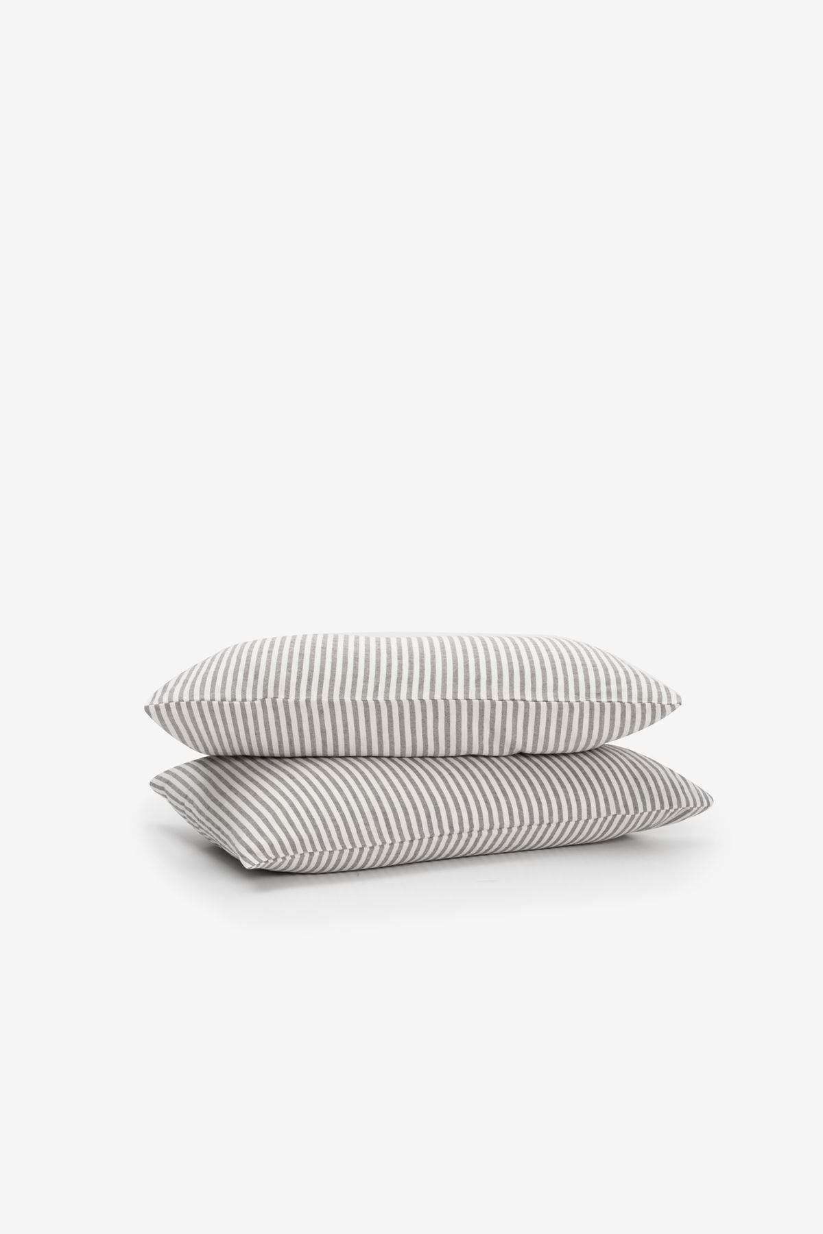 Striped Serenity Keten Yastık Kılıfı 2'li Set Antrasit