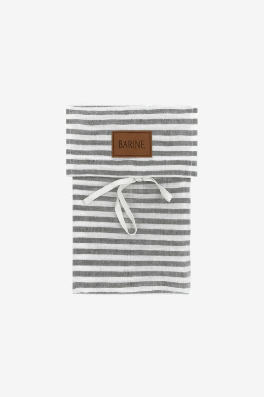 Striped Serenity Linen Pillowcase Set of 2 Anthracite