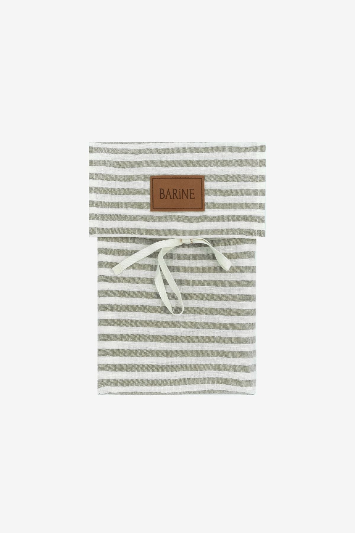 Striped Serenity Keten Yastık Kılıfı 2'li Set Haki