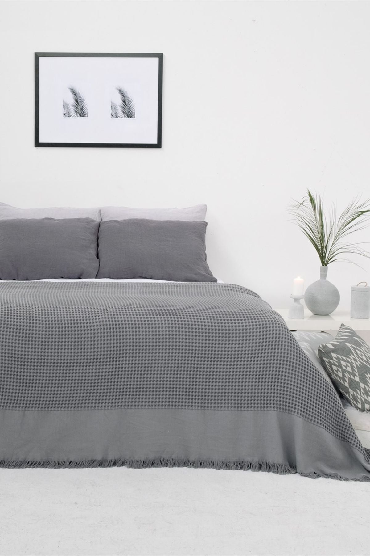 Waffle Bedspread Gray