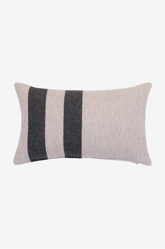 Wool Cocoon Throw Pillow Cover Ecru-Black