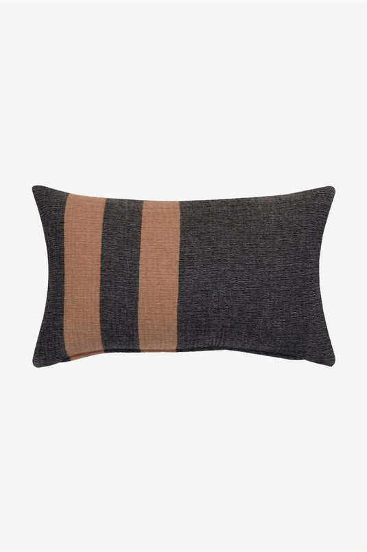 Wool Cocoon Throw Pillow Cover Black-Camel